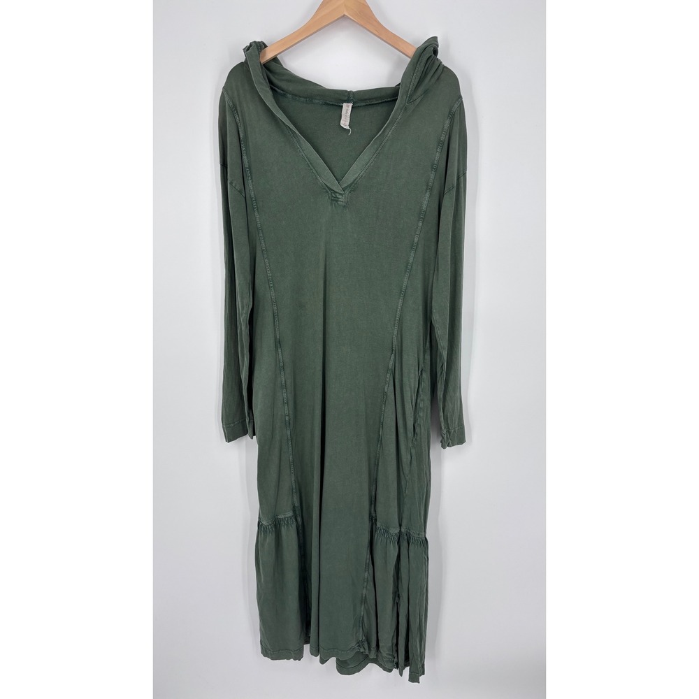 Daily Practice Anthropologie Hooded V-Neck Dress Womens XL Green Long Sleeve